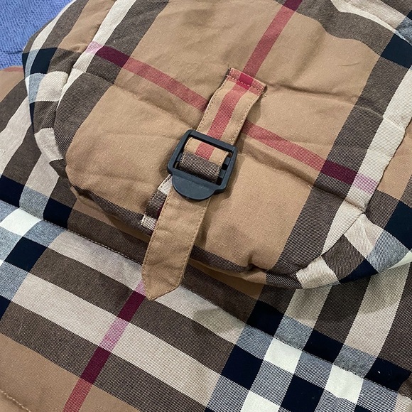 BURBERRY Brown Check Hooded Down Jacket - Picture 13 of 14